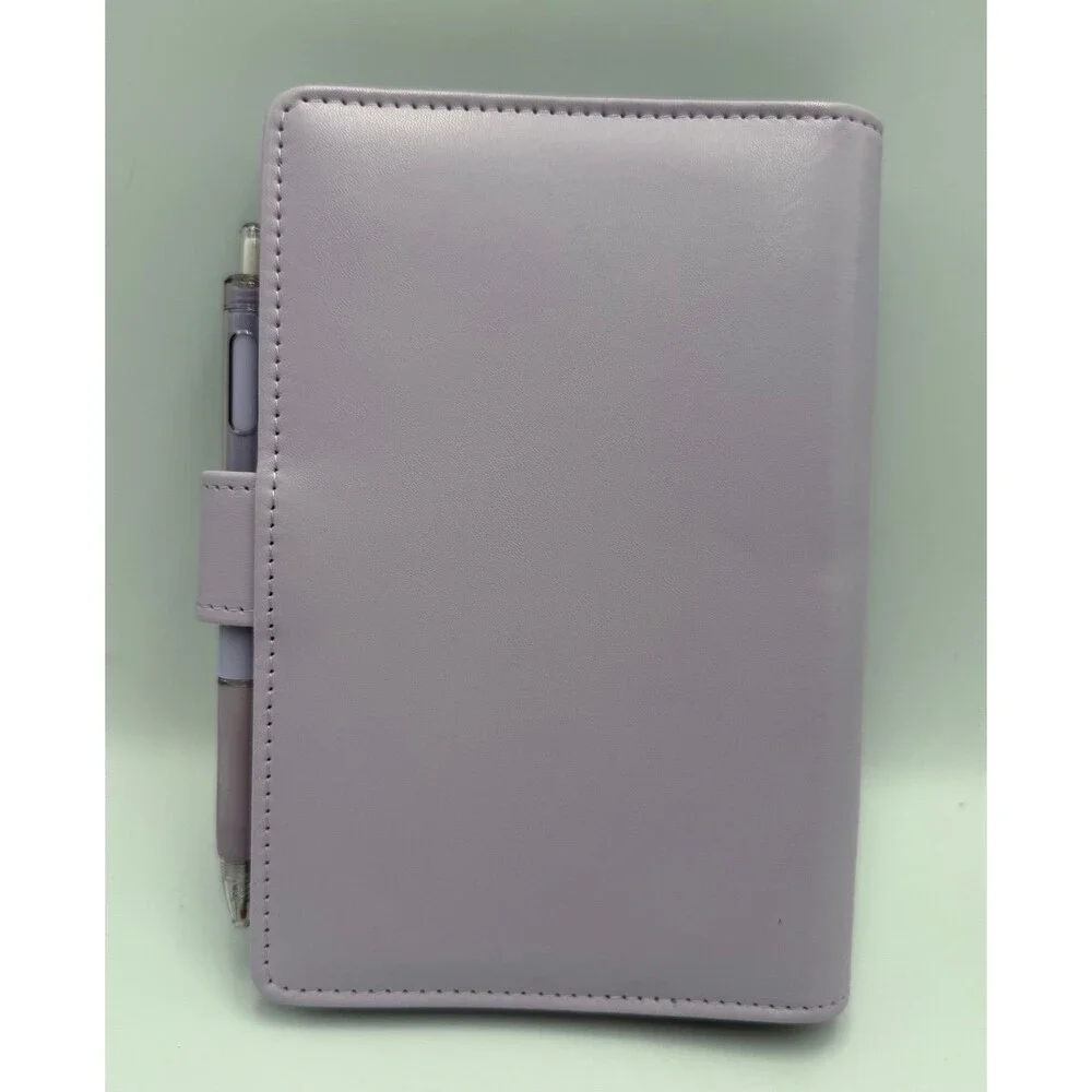 Light Lavender Faux Leather 6 Ring Binder Planner with Pen Loop & Matching Pen
